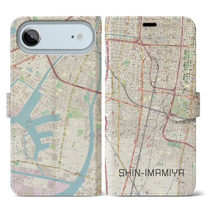 【新今宮（大阪府）】地図柄iPhoneケース（手帳タイプ）