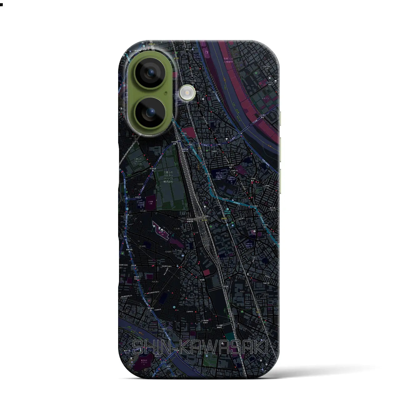 【新川崎（神奈川県）】地図柄iPhoneケース（バックカバータイプ）