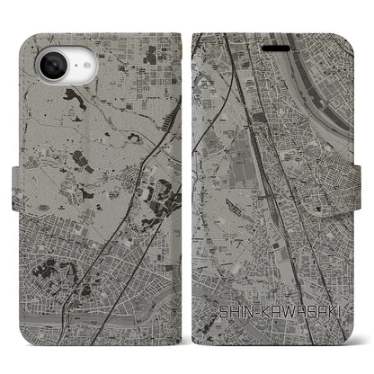 【新川崎（神奈川県）】地図柄iPhoneケース（手帳タイプ）