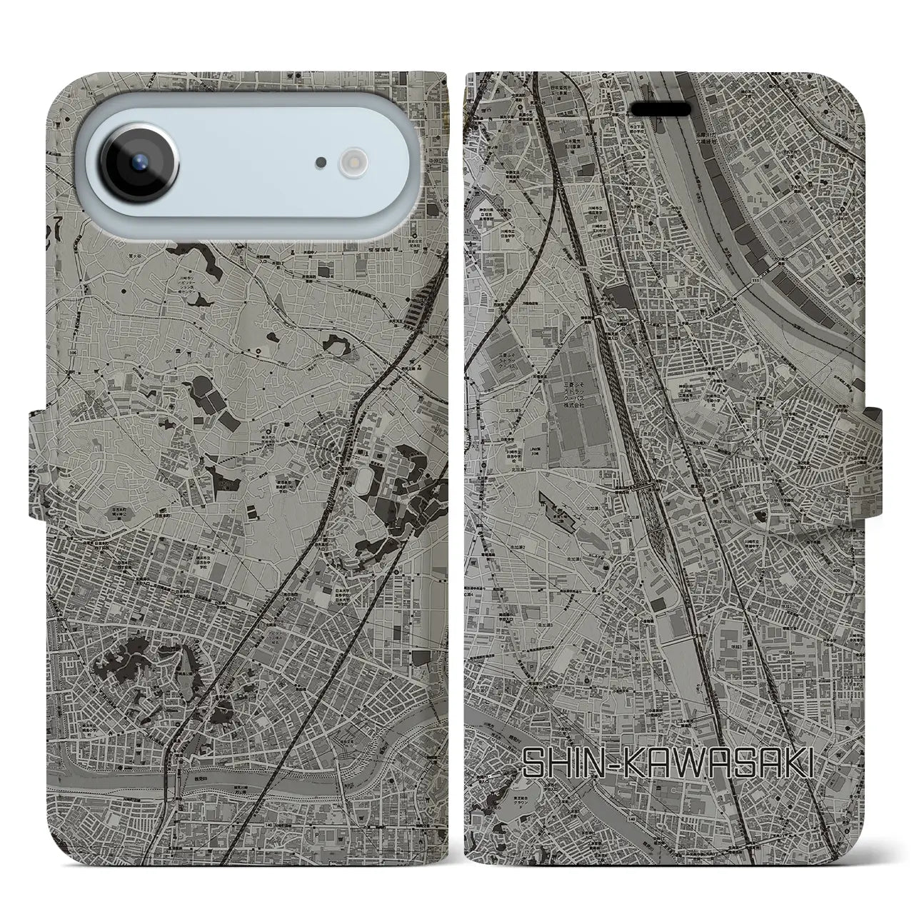 【新川崎（神奈川県）】地図柄iPhoneケース（手帳タイプ）