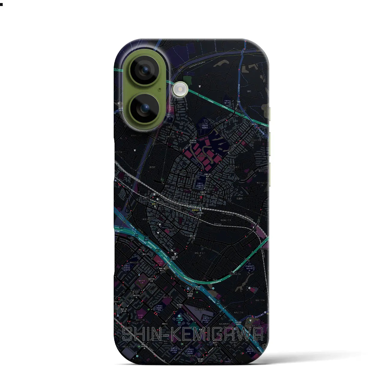 【新検見川（千葉県）】地図柄iPhoneケース（バックカバータイプ）