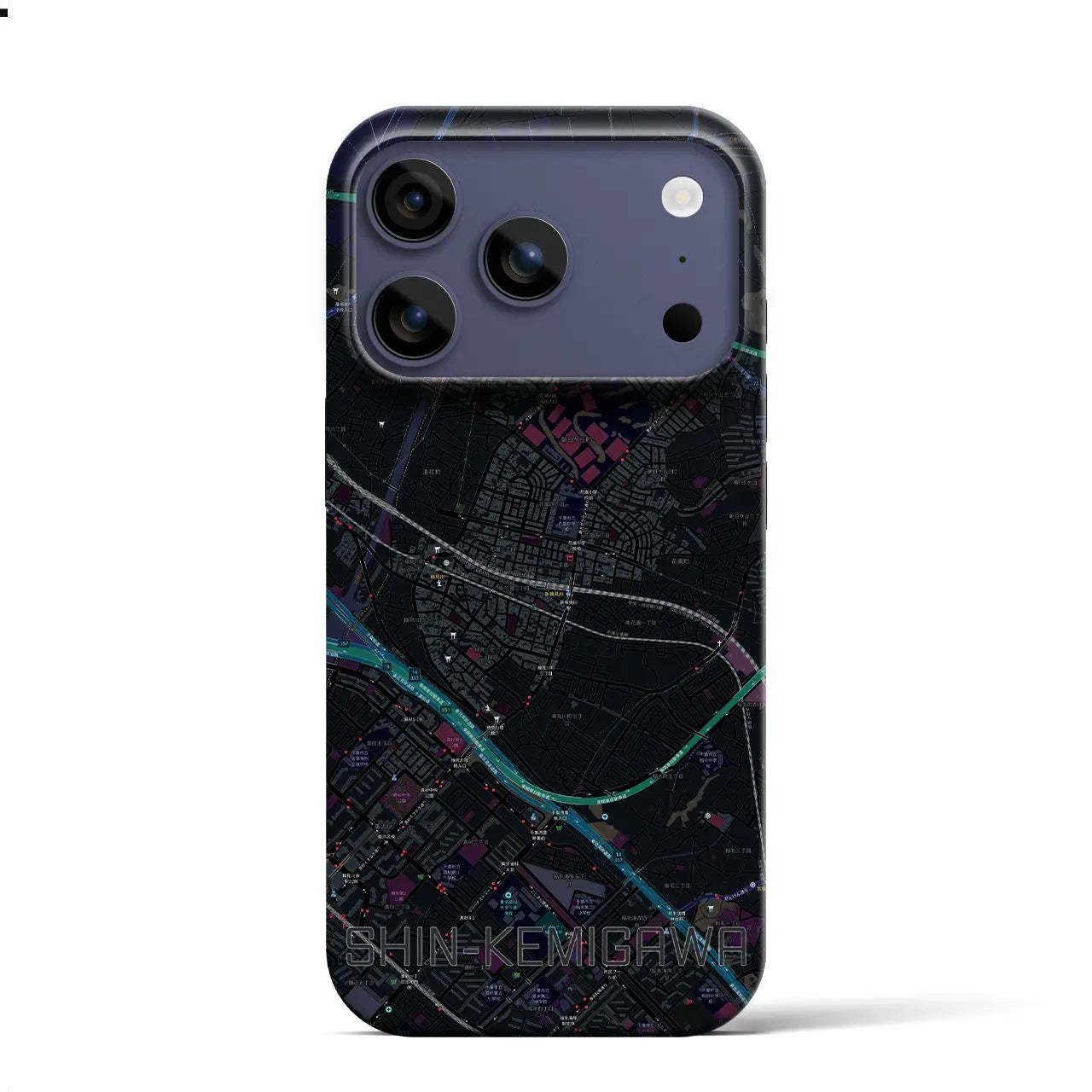 【新検見川（千葉県）】地図柄iPhoneケース（バックカバータイプ）