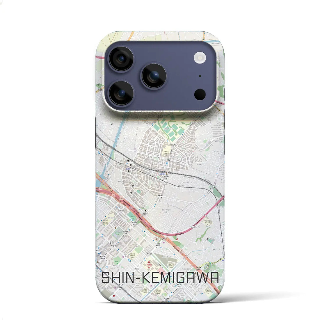 【新検見川（千葉県）】地図柄iPhoneケース（バックカバータイプ）ブラック・iPhone 17 Pro Max 用
