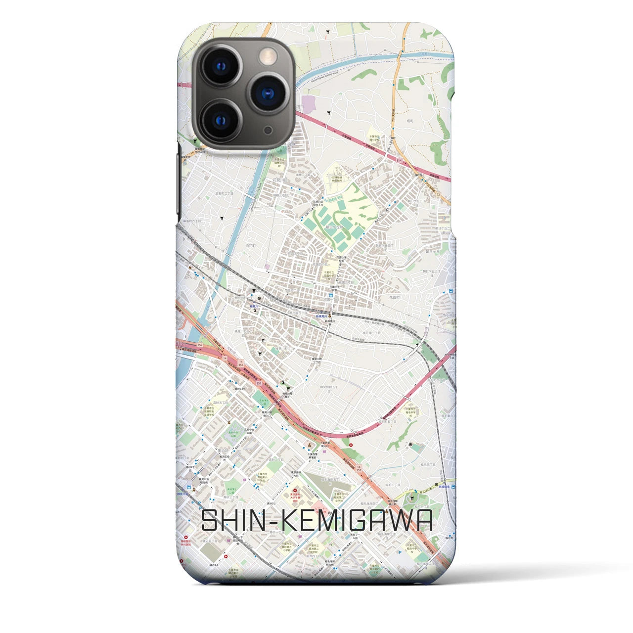 【新検見川（千葉県）】地図柄iPhoneケース（バックカバータイプ）