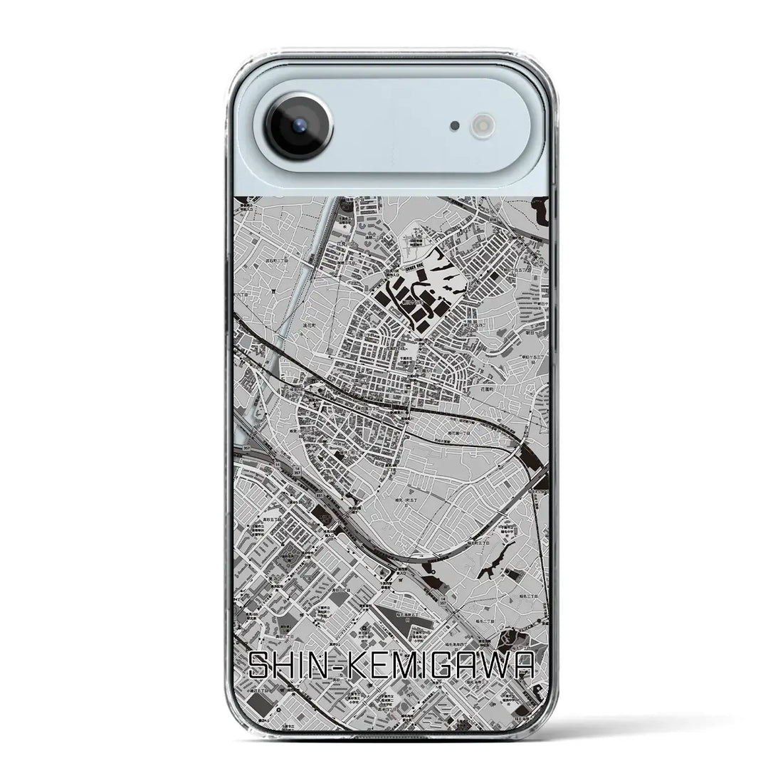 【新検見川(千葉県)】地図柄iPhoneケース(クリアタイプ)モノトーン・iPhone 17 Pro Max 用