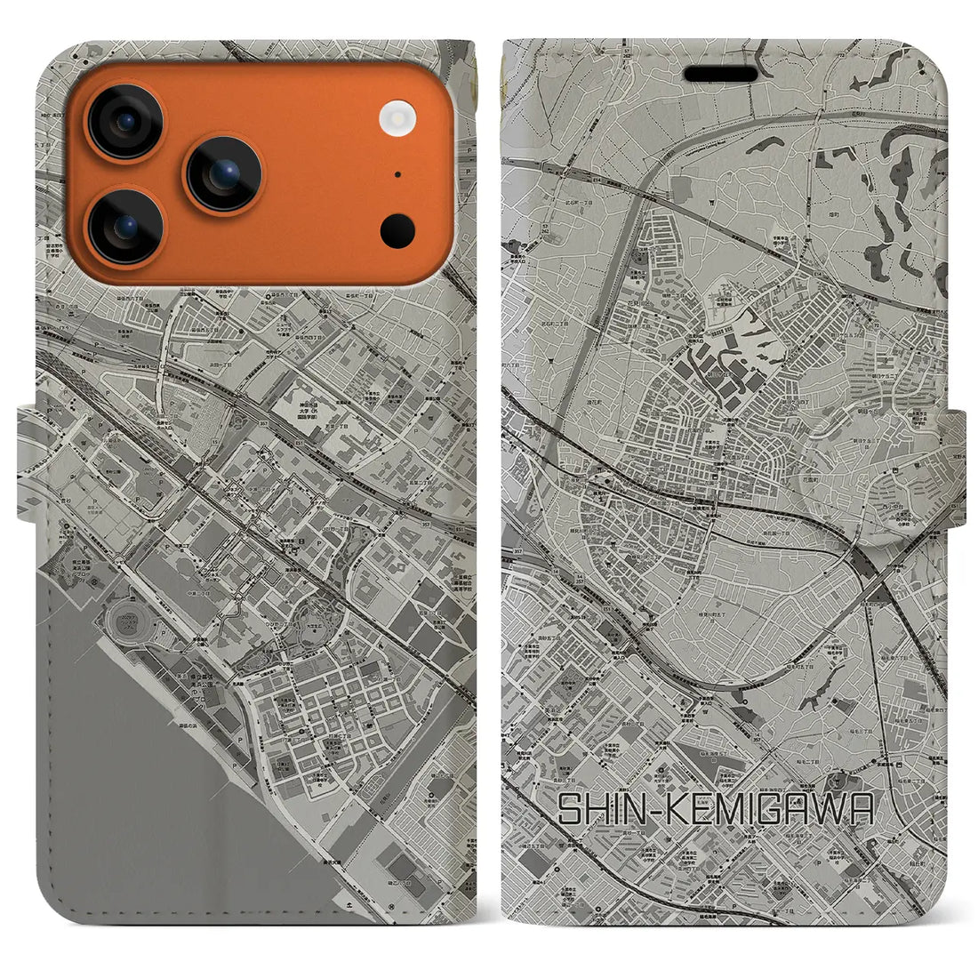 【新検見川（千葉県）】地図柄iPhoneケース（手帳タイプ）