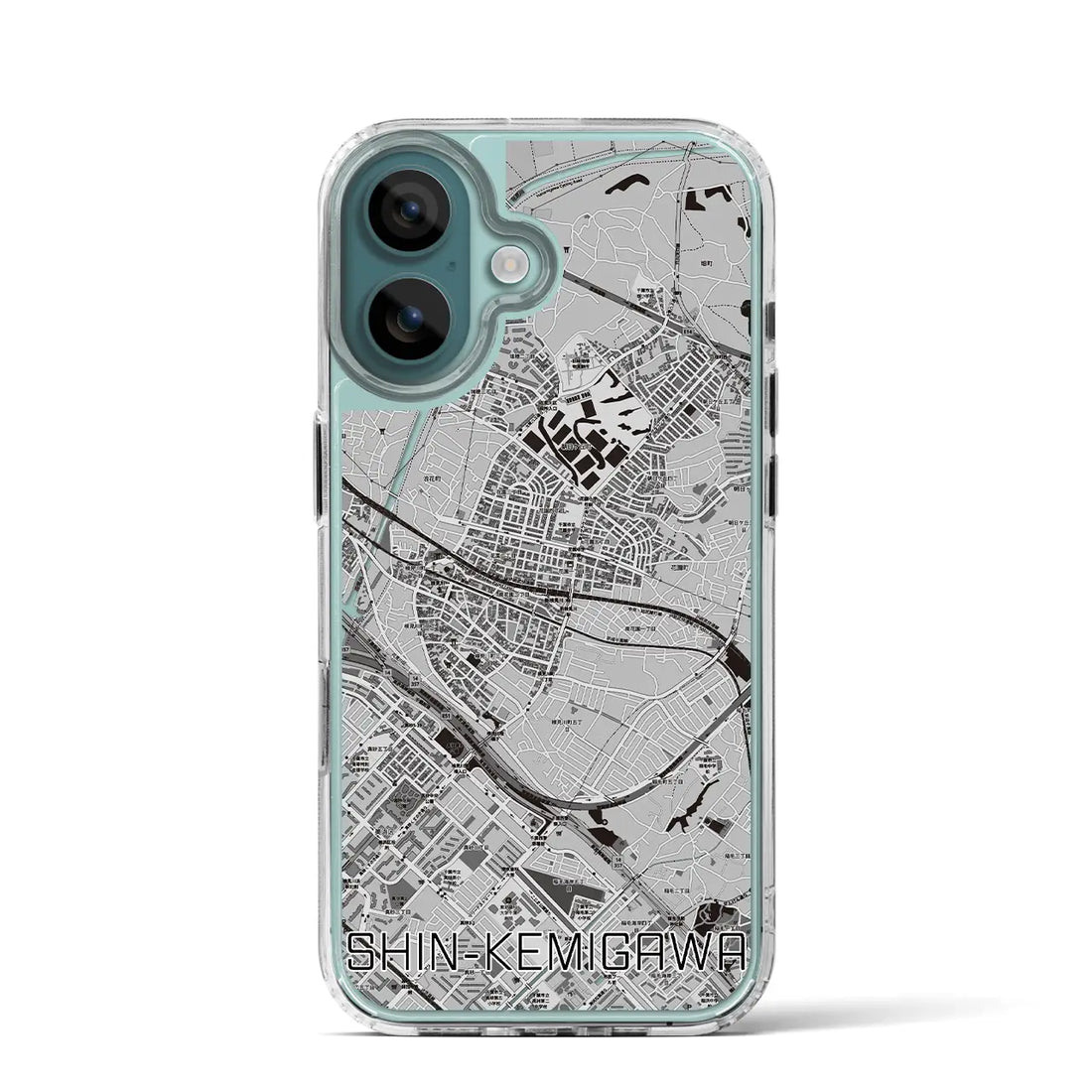 【新検見川(千葉県)】地図柄iPhoneケース(MagSafeタイプ)モノトーン・iPhone 16 Pro 用