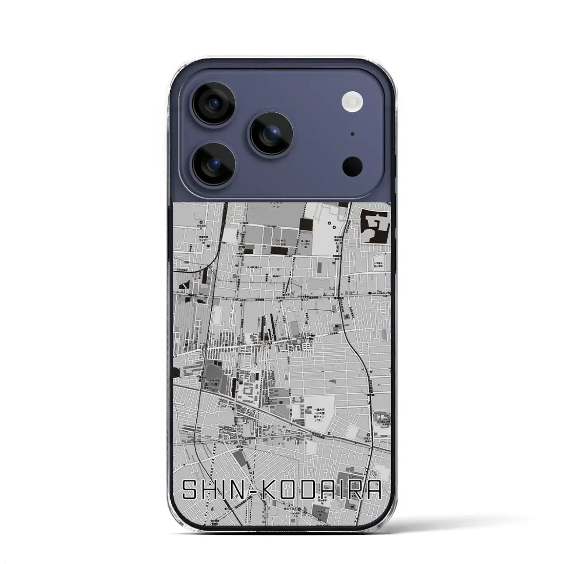 【新小平(東京都)】地図柄iPhoneケース(クリアタイプ)モノトーン・iPhone 17 Pro Max 用