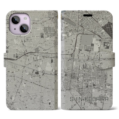 【新小平（東京都）】地図柄iPhoneケース（手帳タイプ）モノトーン・iPhone 14 用