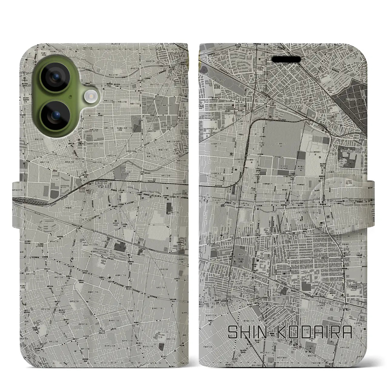 【新小平（東京都）】地図柄iPhoneケース（手帳タイプ）