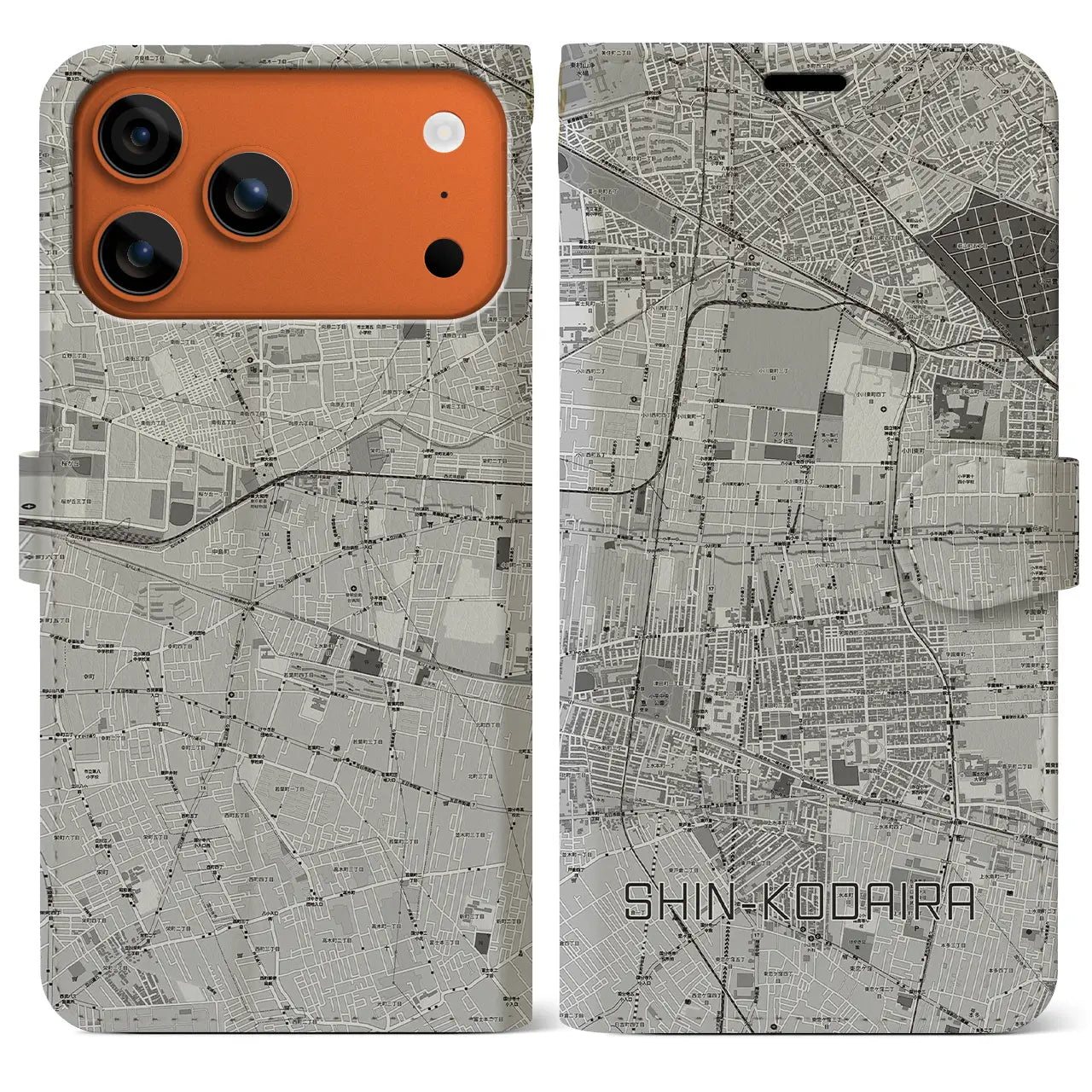 【新小平（東京都）】地図柄iPhoneケース（手帳タイプ）