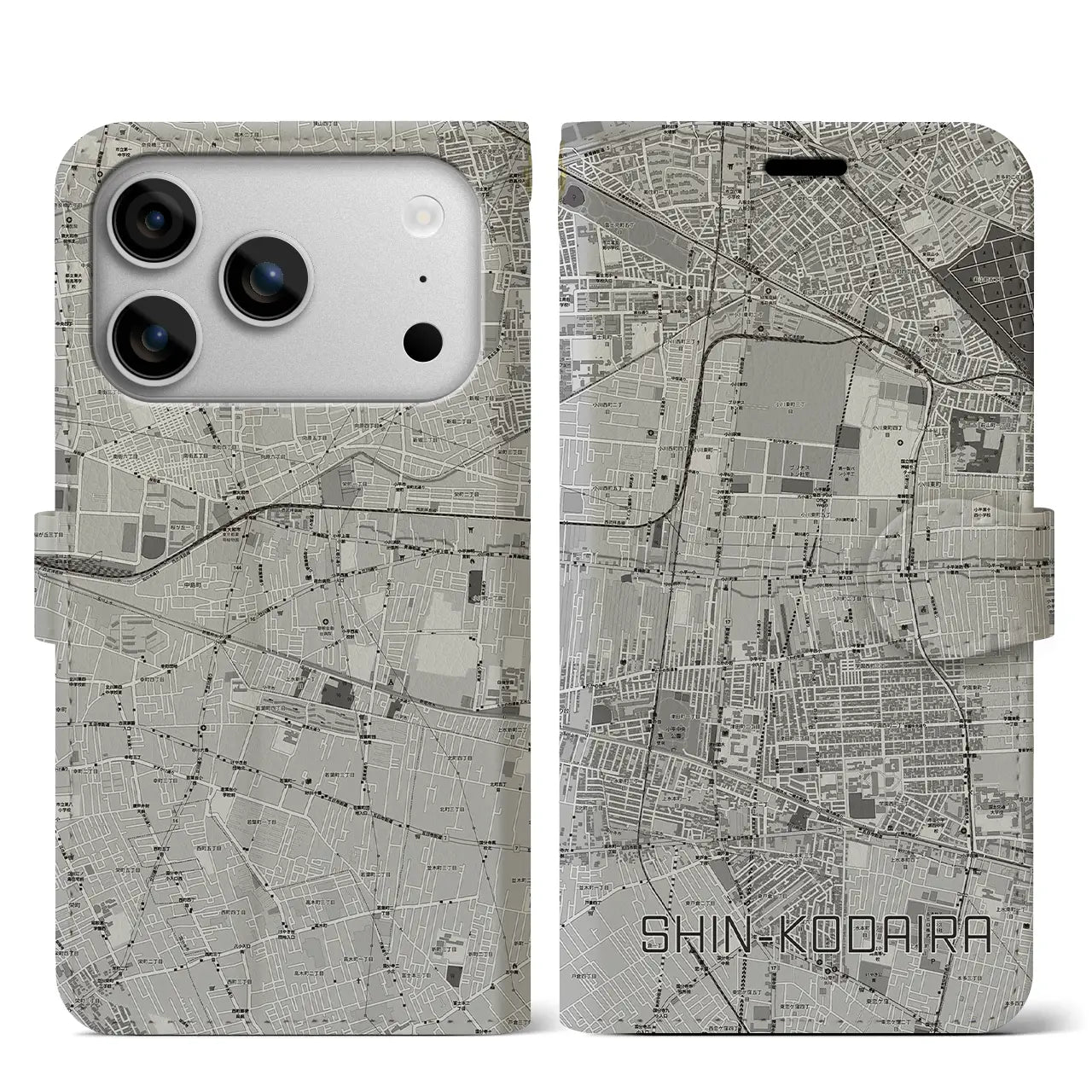 【新小平（東京都）】地図柄iPhoneケース（手帳タイプ）