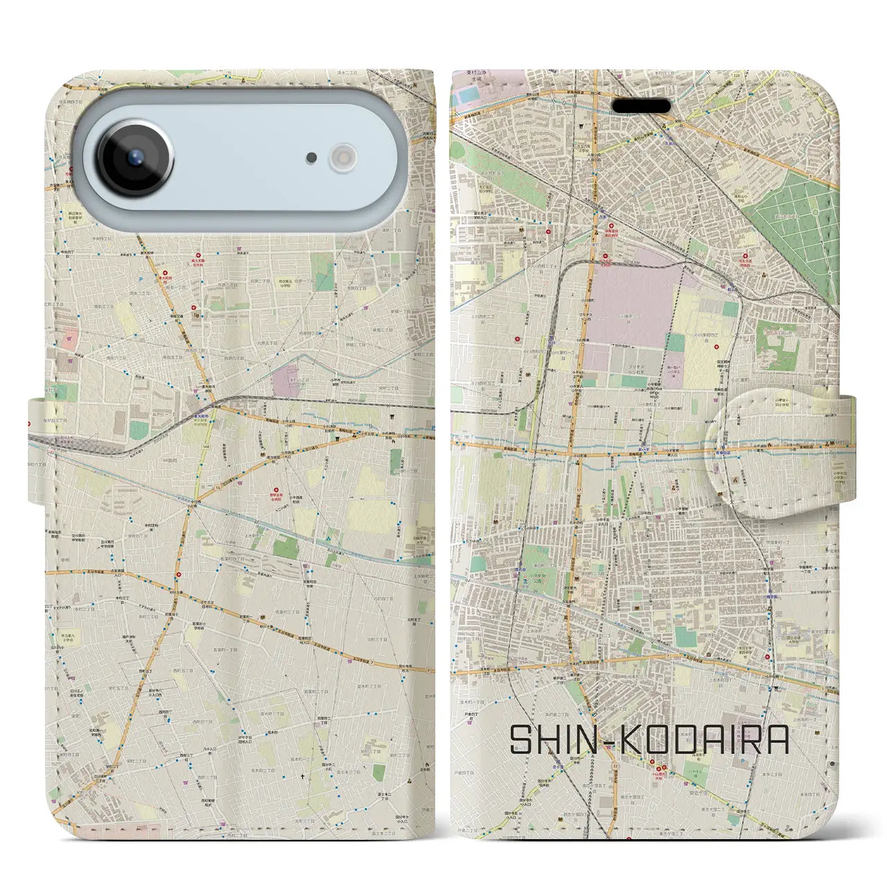 【新小平（東京都）】地図柄iPhoneケース（手帳タイプ）