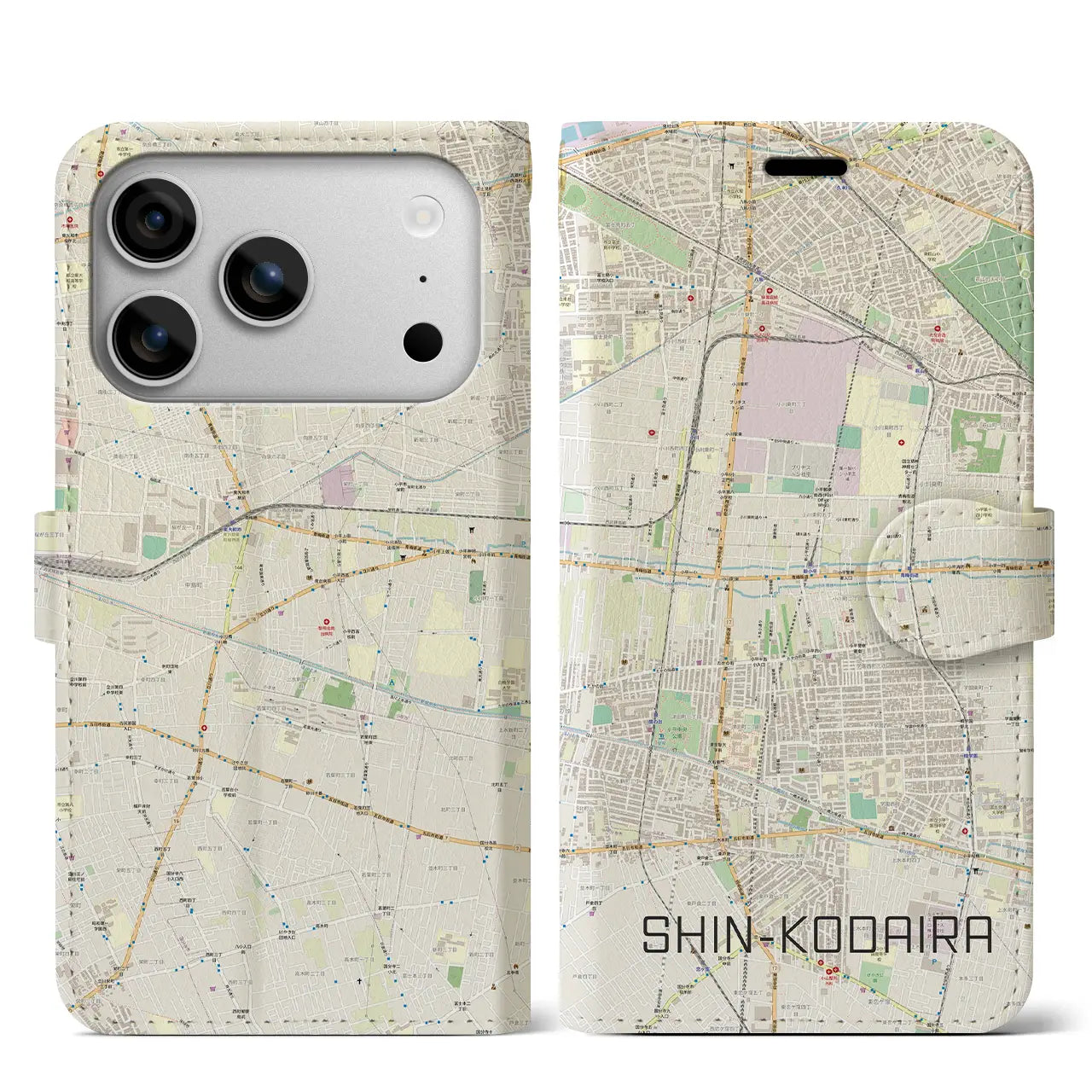 【新小平（東京都）】地図柄iPhoneケース（手帳タイプ）