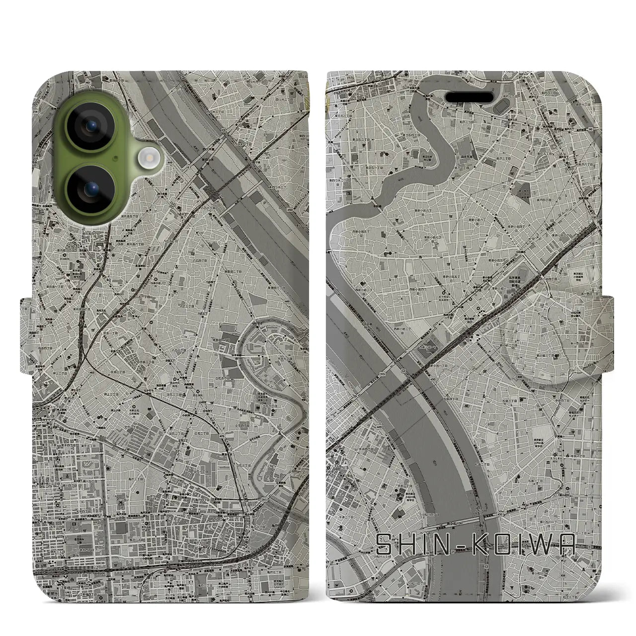 【新小岩（東京都）】地図柄iPhoneケース（手帳タイプ）