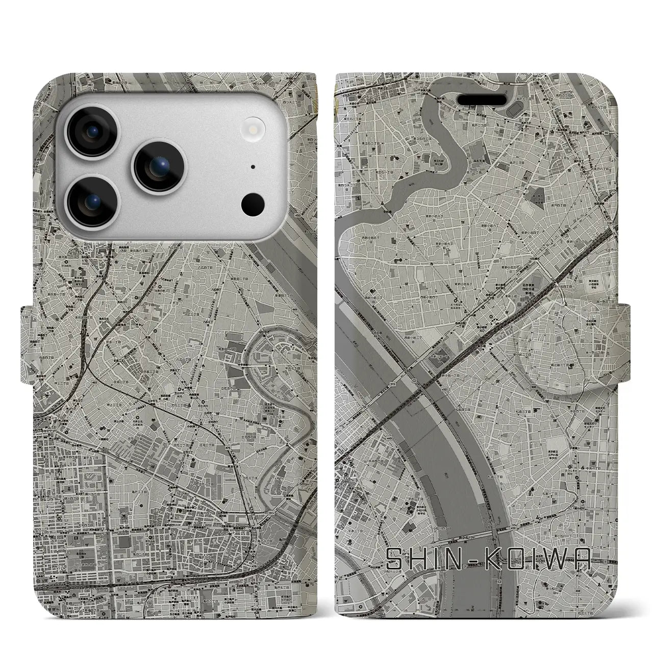 【新小岩（東京都）】地図柄iPhoneケース（手帳タイプ）