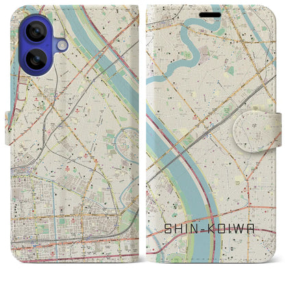 【新小岩（東京都）】地図柄iPhoneケース（手帳タイプ）ナチュラル・iPhone 16 Pro Max 用