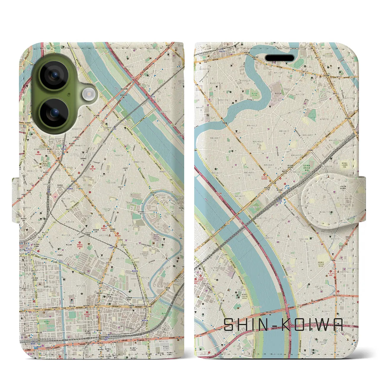 【新小岩（東京都）】地図柄iPhoneケース（手帳タイプ）