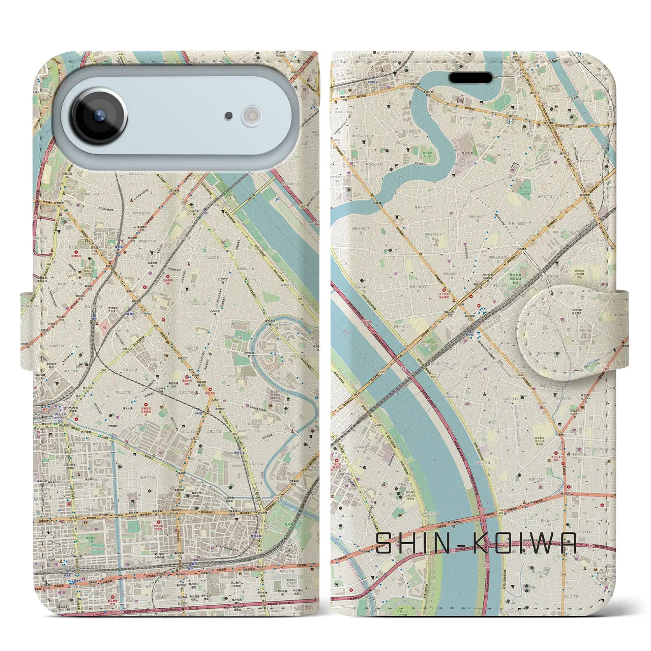 【新小岩（東京都）】地図柄iPhoneケース（手帳タイプ）