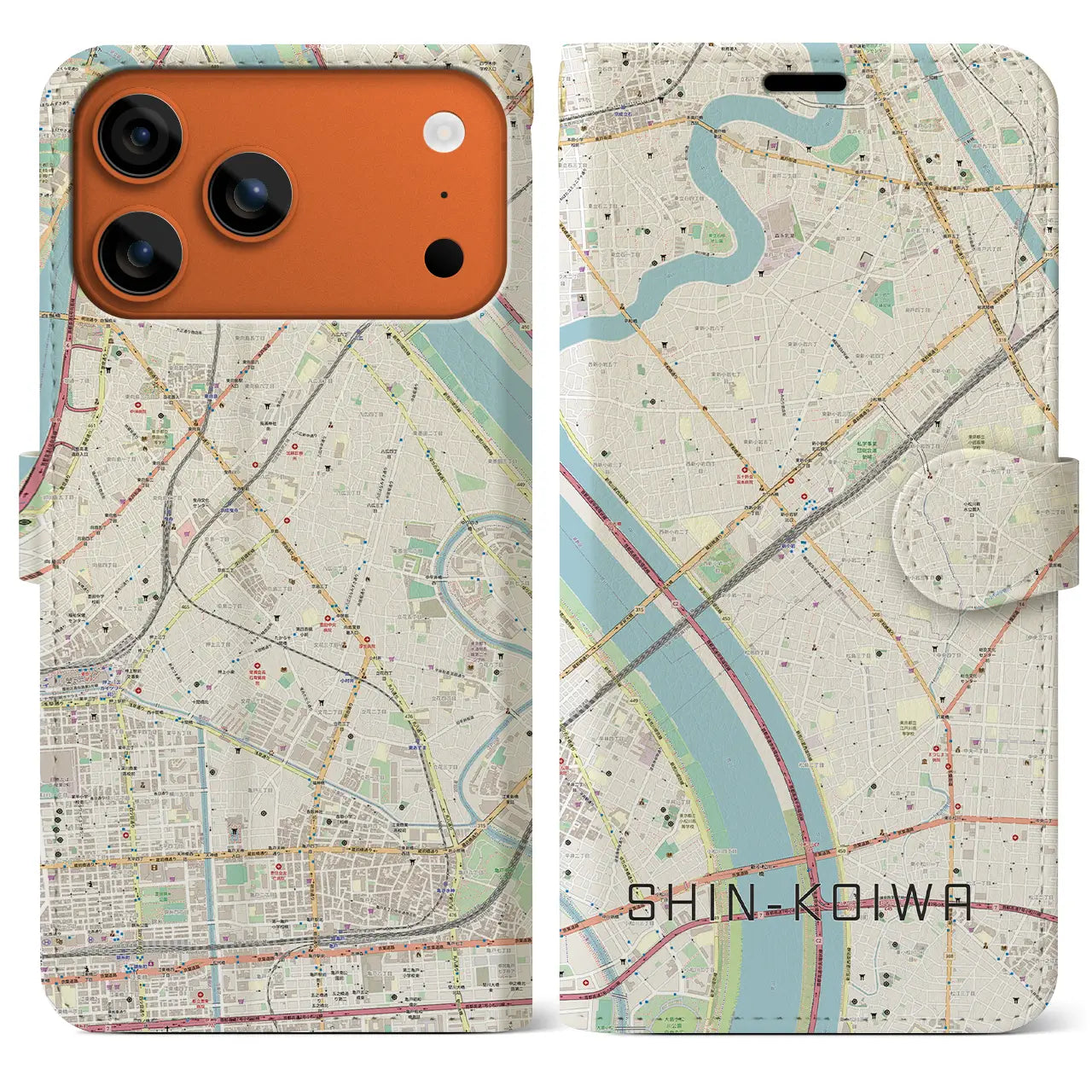 【新小岩（東京都）】地図柄iPhoneケース（手帳タイプ）