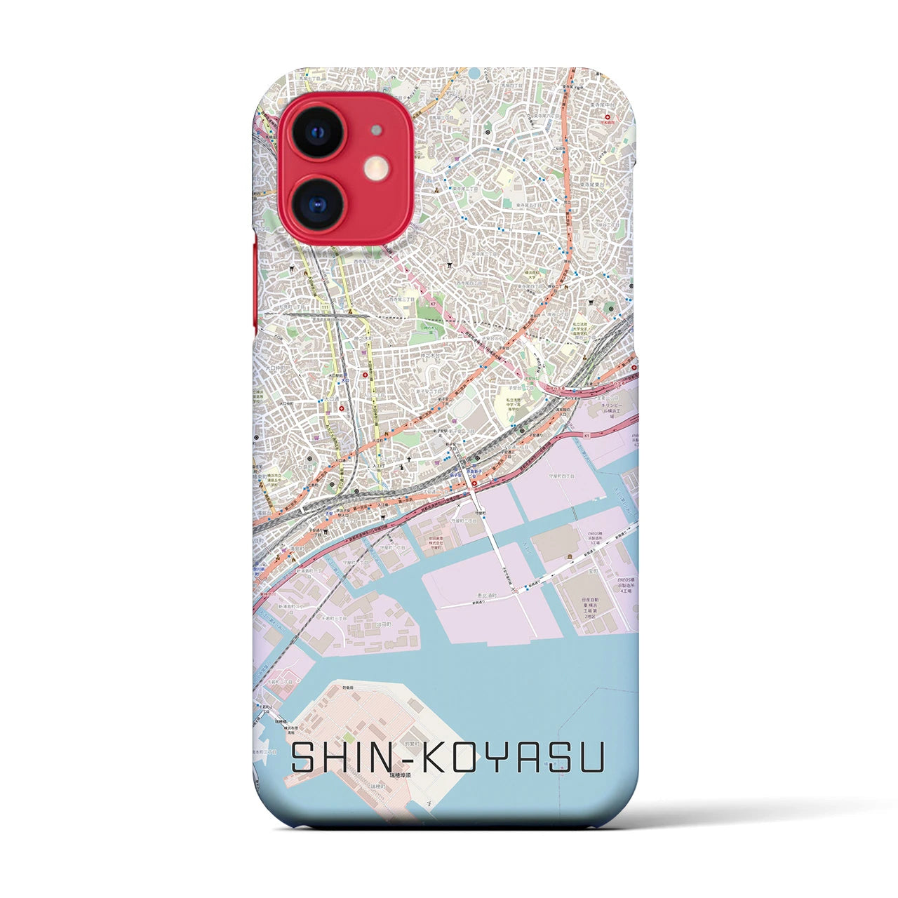 【新子安（神奈川県）】地図柄iPhoneケース（バックカバータイプ）