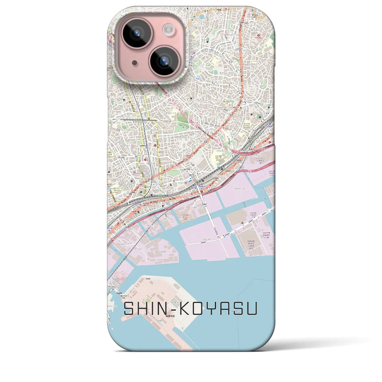 【新子安（神奈川県）】地図柄iPhoneケース（バックカバータイプ）