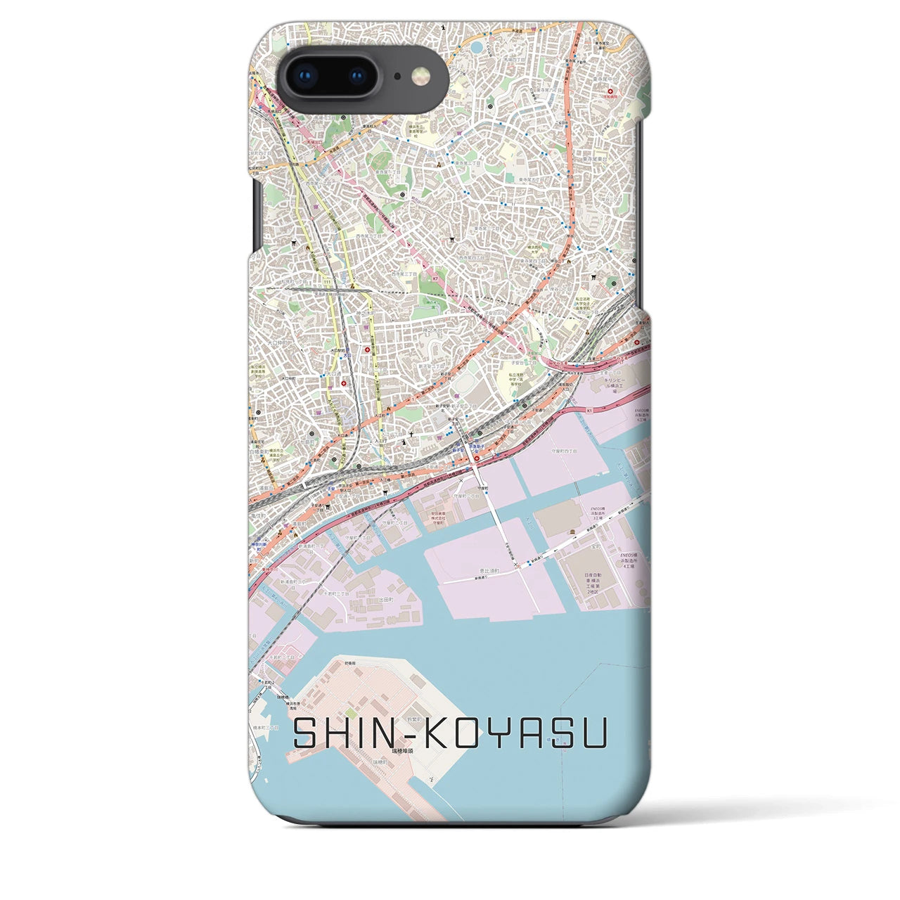 【新子安（神奈川県）】地図柄iPhoneケース（バックカバータイプ）