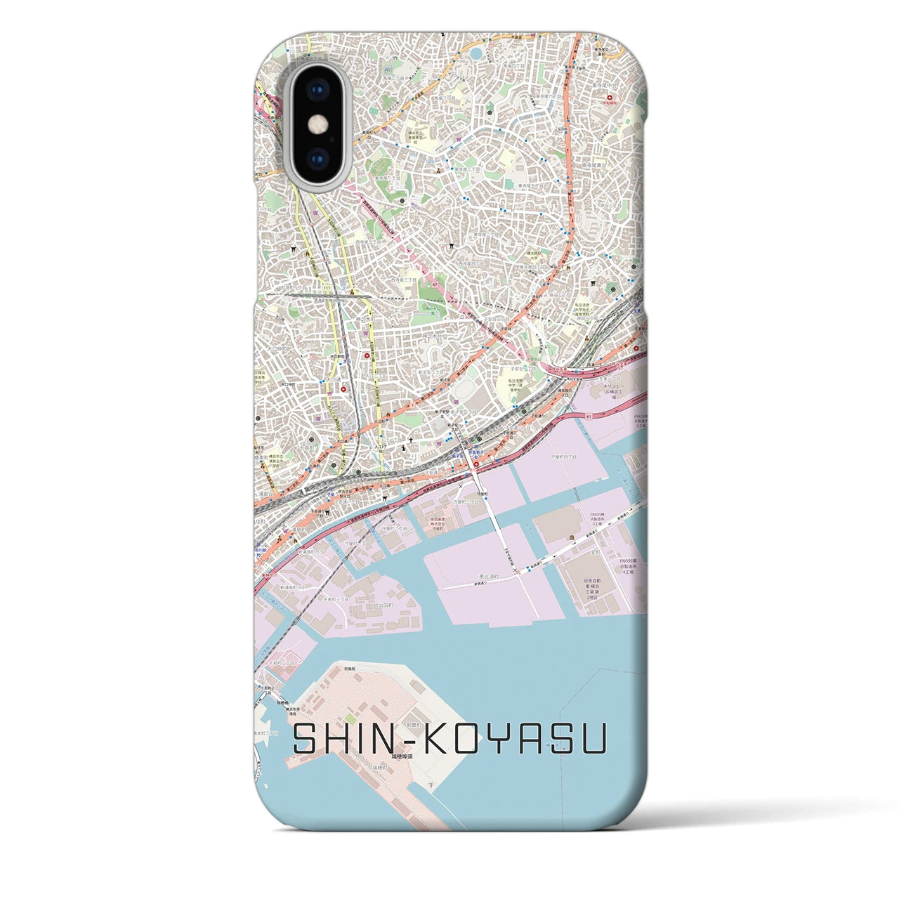 【新子安（神奈川県）】地図柄iPhoneケース（バックカバータイプ）