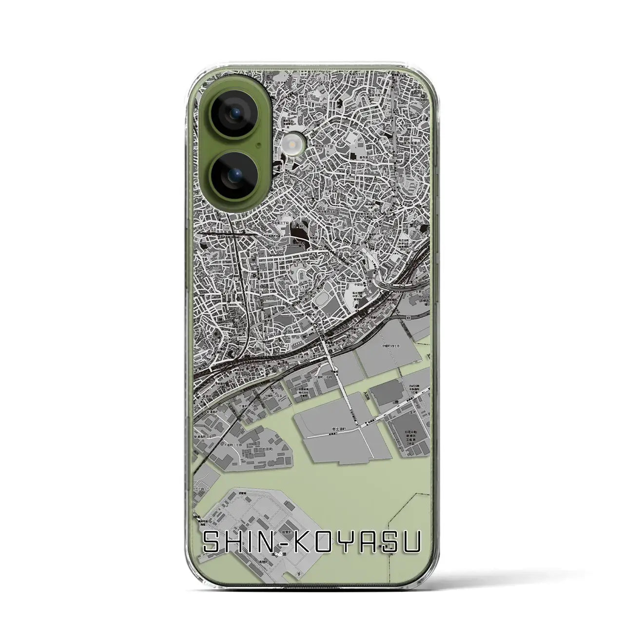 【新子安（神奈川県）】地図柄iPhoneケース（クリアタイプ）モノトーン・iPhone 17 Pro Max 用
