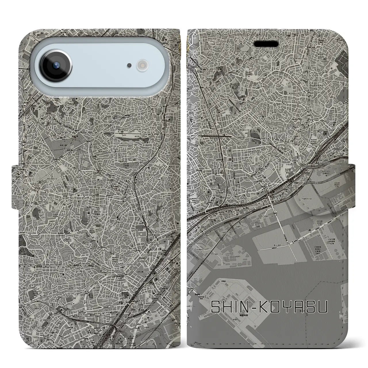 【新子安（神奈川県）】地図柄iPhoneケース（手帳タイプ）