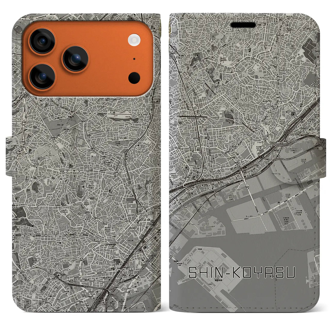 【新子安（神奈川県）】地図柄iPhoneケース（手帳タイプ）