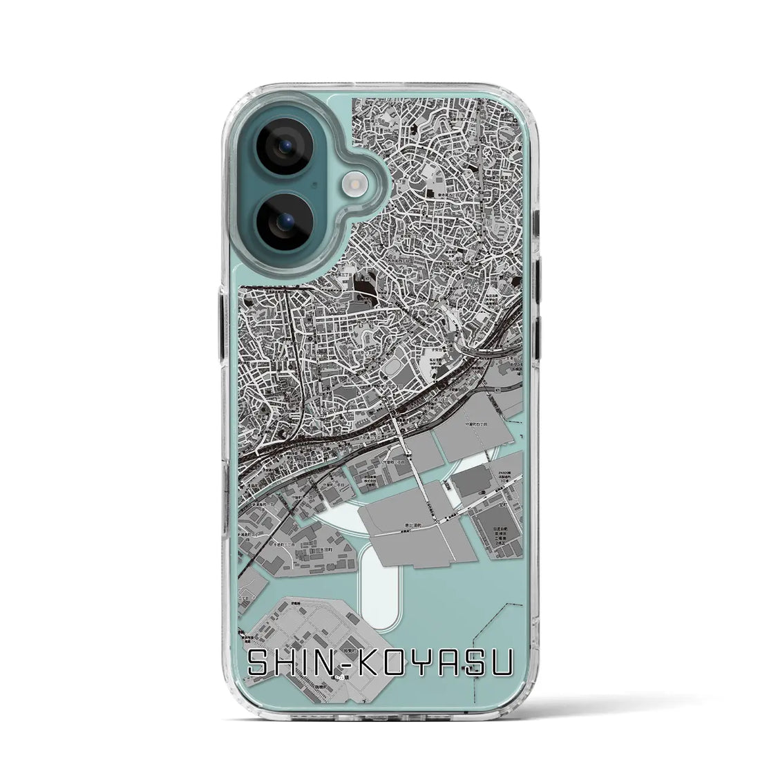 【新子安(神奈川県)】地図柄iPhoneケース(MagSafeタイプ)モノトーン・iPhone 16 Pro 用