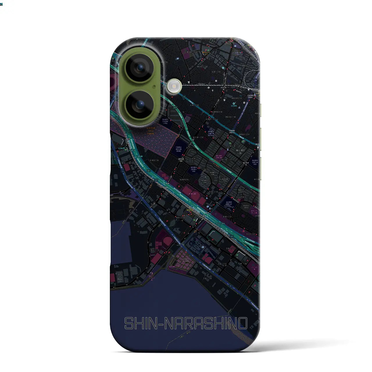 【新習志野（千葉県）】地図柄iPhoneケース（バックカバータイプ）