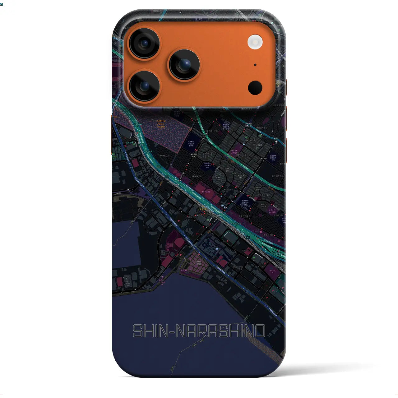 【新習志野（千葉県）】地図柄iPhoneケース（バックカバータイプ）