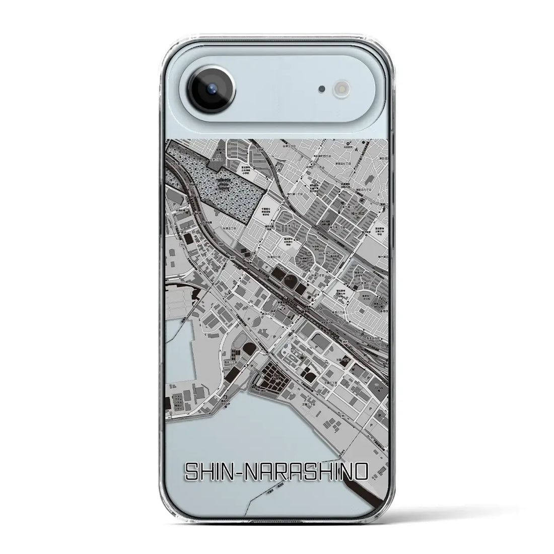 【新習志野（千葉県）】地図柄iPhoneケース（クリアタイプ）モノトーン・iPhone 17 Pro Max 用
