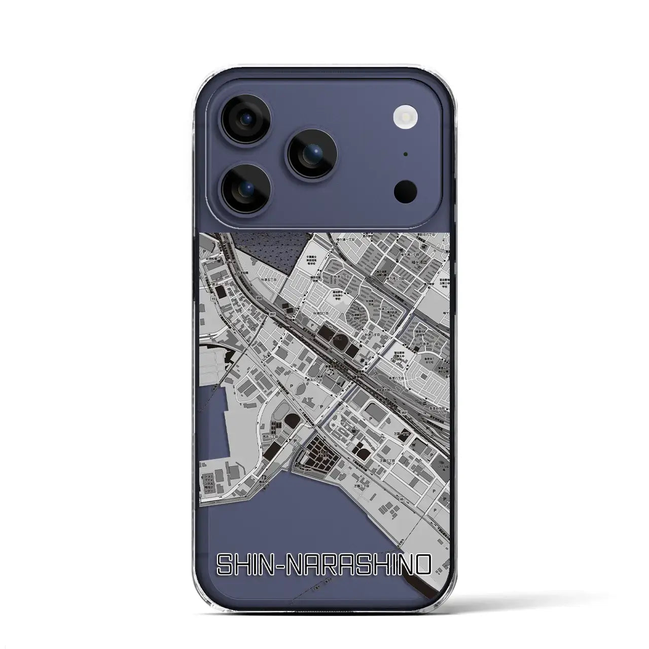 【新習志野（千葉県）】地図柄iPhoneケース（クリアタイプ）