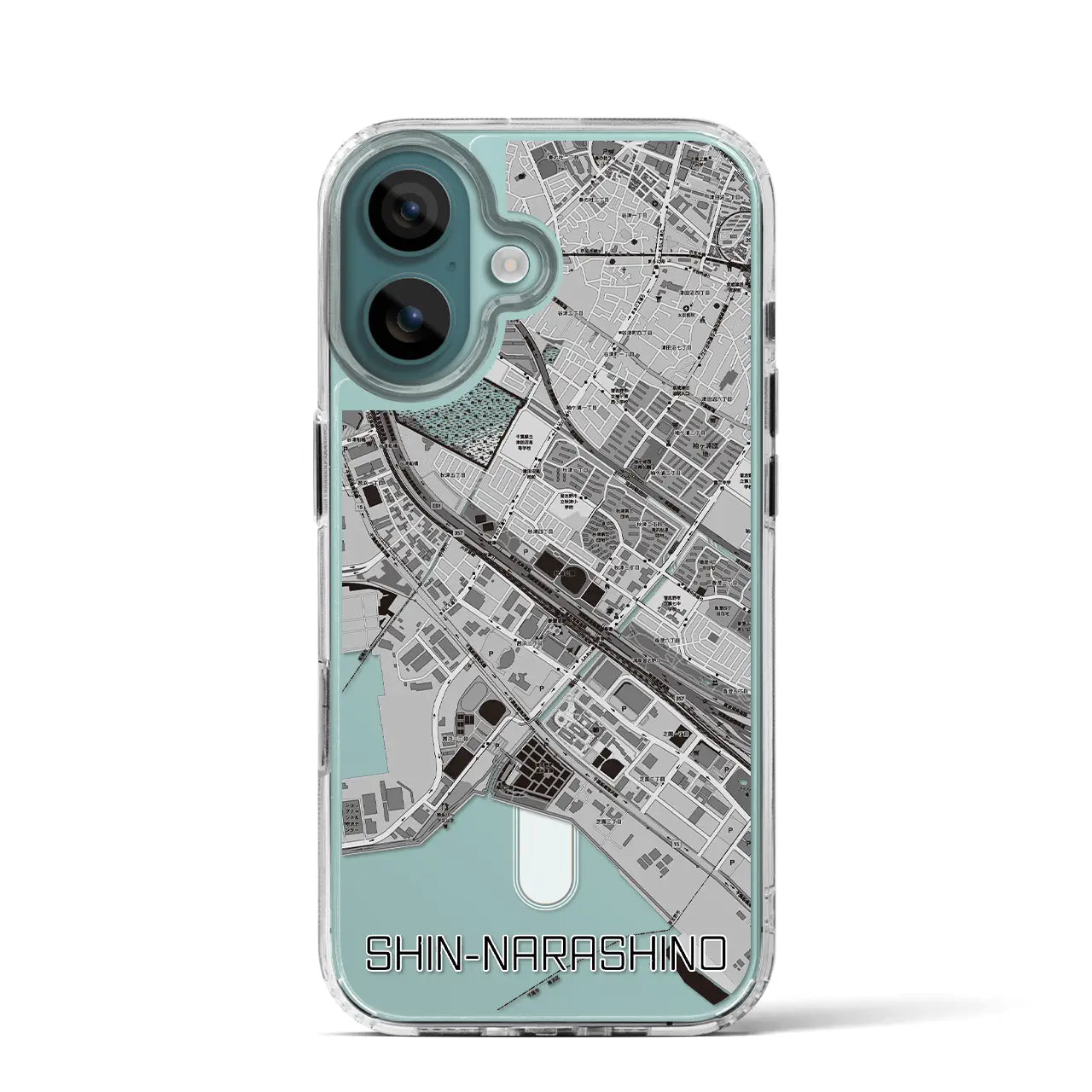 【新習志野（千葉県）】地図柄iPhoneケース（MagSafeタイプ）モノトーン・iPhone 16 Pro 用