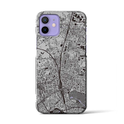 【新大久保（東京都）】地図柄iPhoneケース（クリアタイプ）モノトーン・iPhone 12 / 12 Pro 用