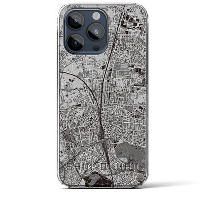 【新大久保（東京都）】地図柄iPhoneケース（クリアタイプ）モノトーン・iPhone 15 Pro Max 用