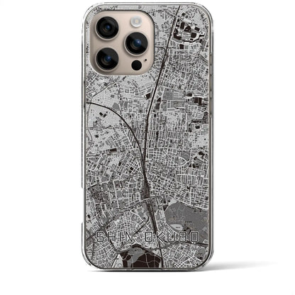 【新大久保（東京都）】地図柄iPhoneケース（クリアタイプ）モノトーン・iPhone 16 Plus 用