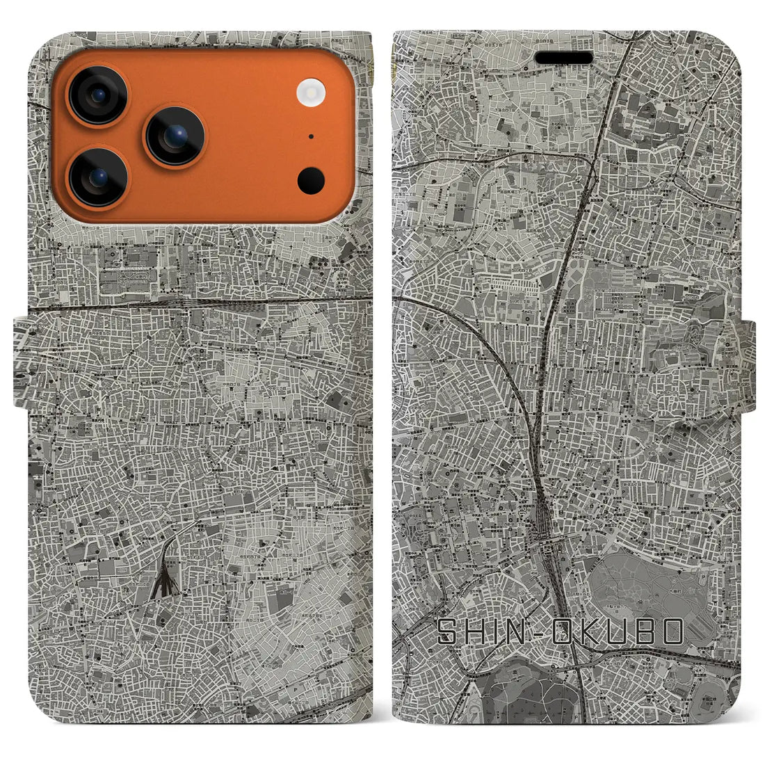【新大久保（東京都）】地図柄iPhoneケース（手帳タイプ）