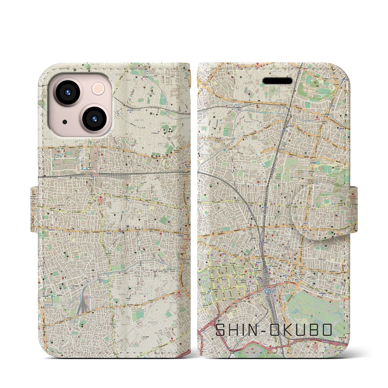 【新大久保（東京都）】地図柄iPhoneケース（手帳タイプ）