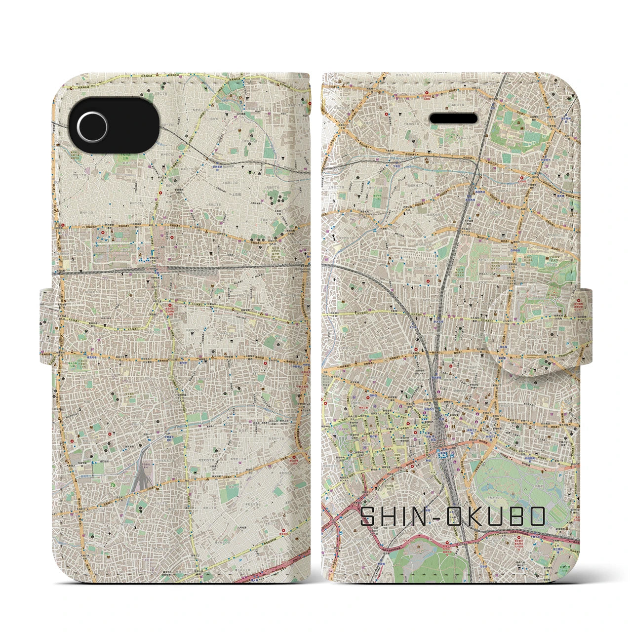 【新大久保（東京都）】地図柄iPhoneケース（手帳タイプ）