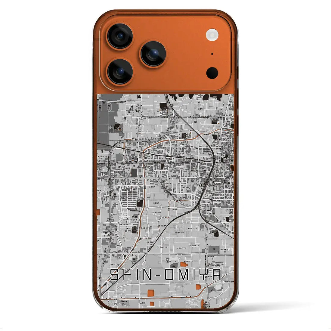【新大宮（奈良県）】地図柄iPhoneケース（クリアタイプ）モノトーン・iPhone 17 Pro Max 用