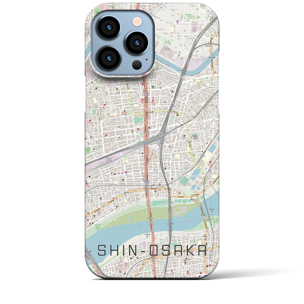 【新大阪（大阪府）】地図柄iPhoneケース（バックカバータイプ）