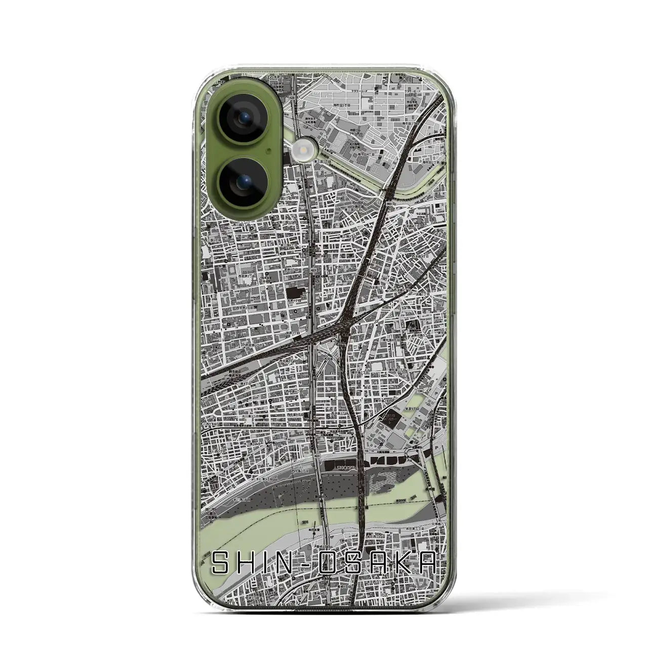 【新大阪（大阪府）】地図柄iPhoneケース（クリアタイプ）