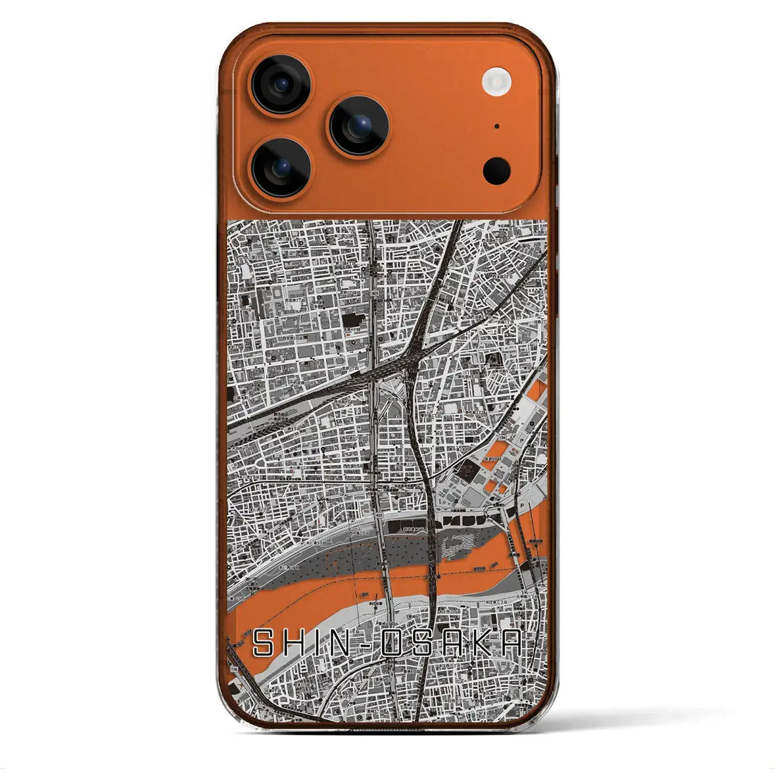 【新大阪（大阪府）】地図柄iPhoneケース（クリアタイプ）モノトーン・iPhone 17 Pro Max 用