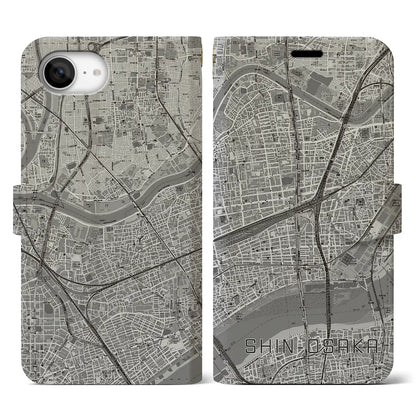 【新大阪（大阪府）】地図柄iPhoneケース（手帳タイプ）