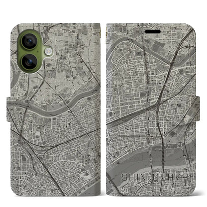 【新大阪（大阪府）】地図柄iPhoneケース（手帳タイプ）