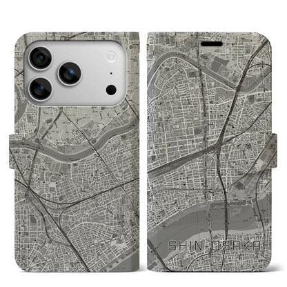 【新大阪（大阪府）】地図柄iPhoneケース（手帳タイプ）